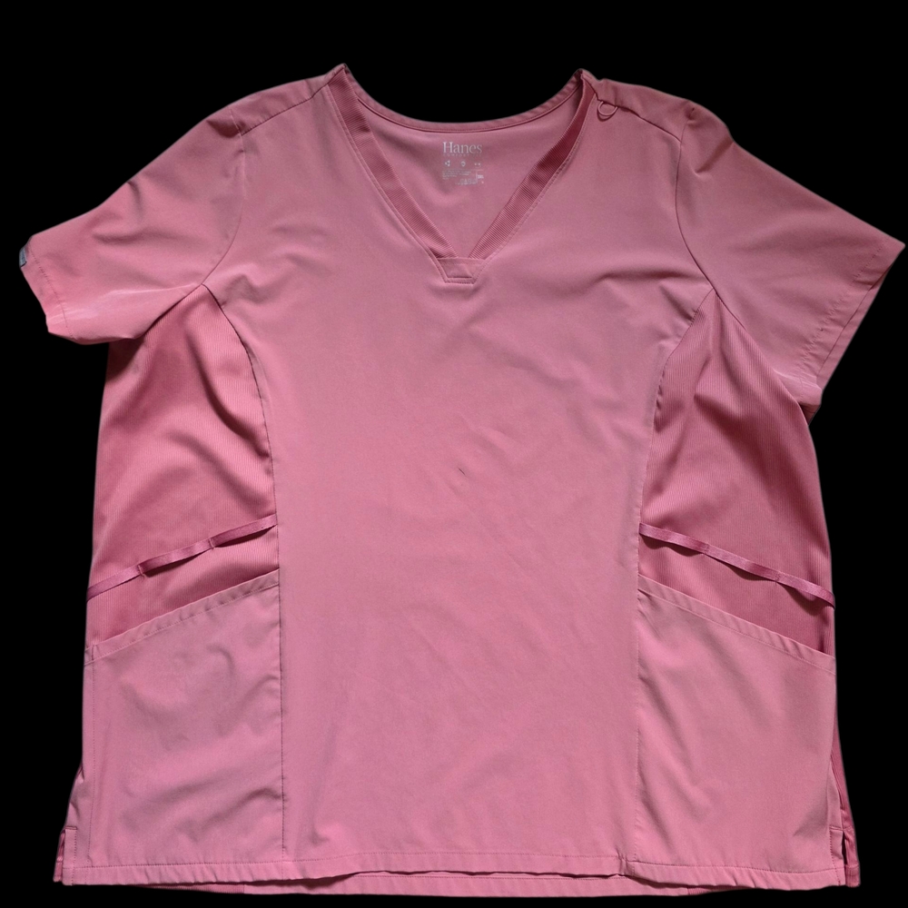 Pink Womens Scrub Top Hanes Size 3XL